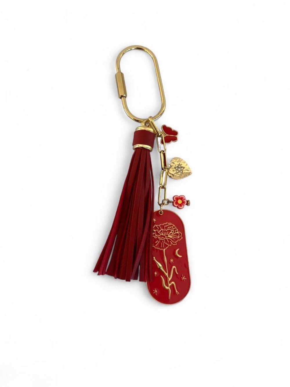 Red and Gold Bag Charm with Tassel